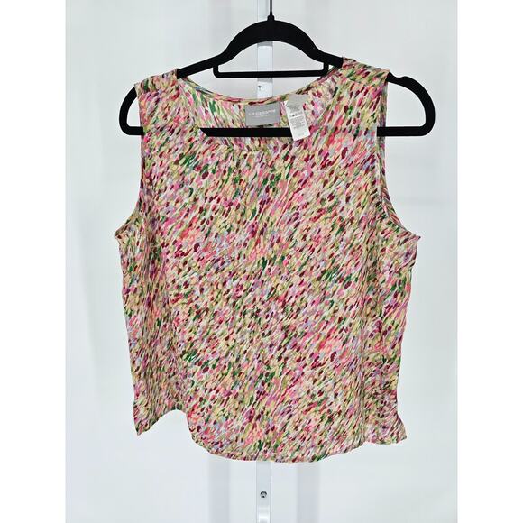 Liz Claiborne Tops - Liz Claiborne Womens Sz 14 Sleeveless Blouse Light Pink Green Abstract Print